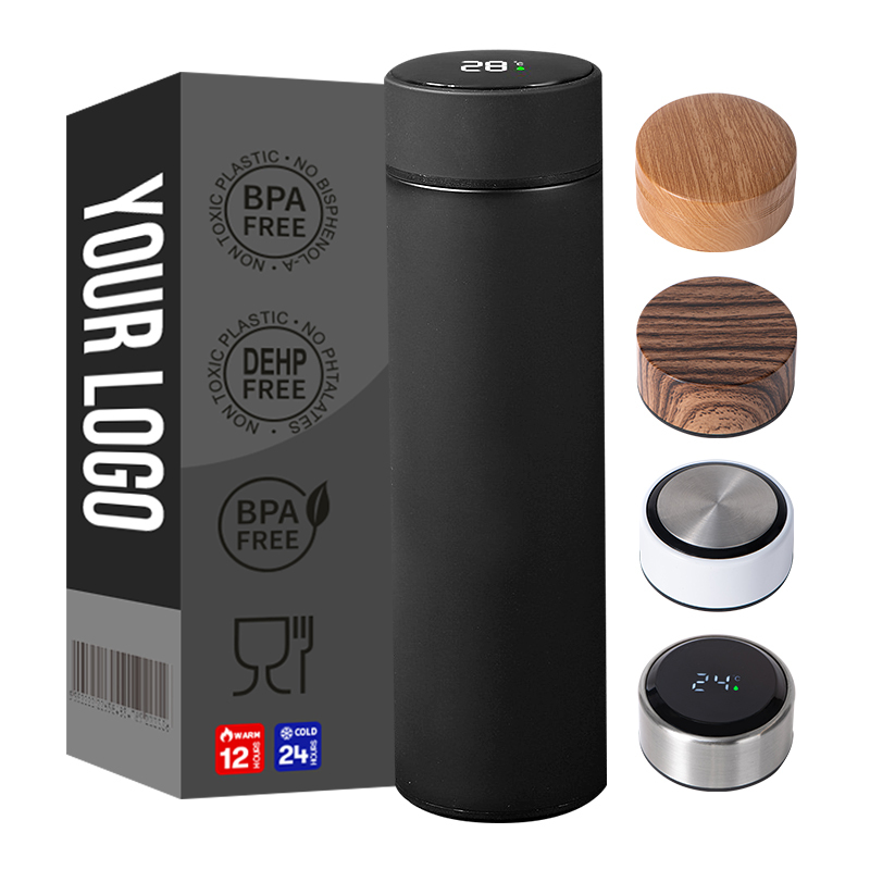 Coocodrink Hot Sales 500ml Smart LED Temperature Display Stainless Steel Water Bottle Vacuum Flask with Digital Lid