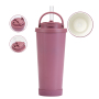 Portable Double-Layer Vacuum Insulated Straw Cup with Stainless Steel and Pearl Ceramic Inner Liner New Straw Cup with Handle