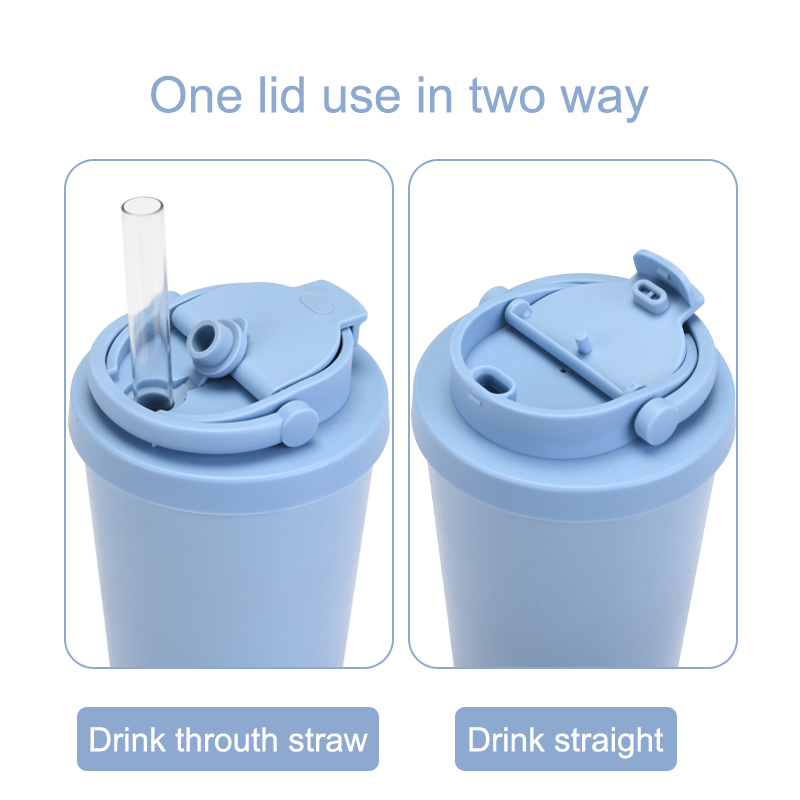 Portable Double-Layer Vacuum Insulated Straw Cup with Stainless Steel and Pearl Ceramic Inner Liner New Straw Cup with Handle