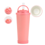 Portable Double-Layer Vacuum Insulated Straw Cup with Stainless Steel and Pearl Ceramic Inner Liner New Straw Cup with Handle