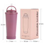 Portable Double-Layer Vacuum Insulated Straw Cup with Stainless Steel and Pearl Ceramic Inner Liner New Straw Cup with Handle