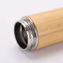 Customize Logo 450ml Laser Engraved Bamboo Wood Stainless Steel Vacuum Insulated Water Bottle Tumbler with Tea Infuser