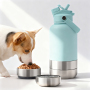 Custom Logo In Stock 3 in 1 Portable 32oz Stainless Steel Insulated Dog Water Bottle with Bowl for Outdoor Travel Drinking