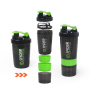 Custom Logo Bpa Free 500ml Black Three Layers Plastic Gym Fitness Protein Shaker Bottle Sport Gym Water Bottle with Tick Marker