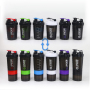 Custom Logo Bpa Free 500ml Black Three Layers Plastic Gym Fitness Protein Shaker Bottle Sport Gym Water Bottle with Tick Marker