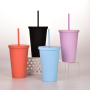 Coocodrink Water Bottles With Custom Logo Plastic Double Wall Acrylic Tumblers Rubber Coated Tumbler Cups With Lid and Straw Reusable Cup