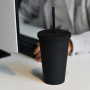 Coocodrink Water Bottles With Custom Logo Plastic Double Wall Acrylic Tumblers Rubber Coated Tumbler Cups With Lid and Straw Reusable Cup