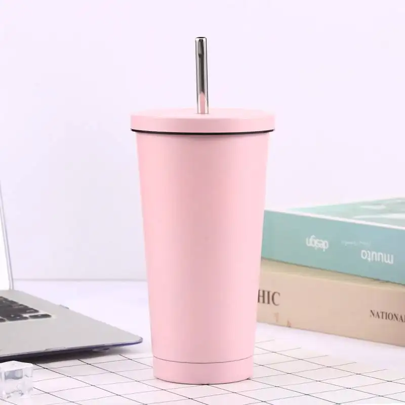 Wholesale 500ml 750ml Coffee Drinking Stainless Steel Travel Vacuum Tumbler With Straw