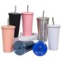 Wholesale 500ml 750ml Coffee Drinking Stainless Steel Travel Vacuum Tumbler With Straw
