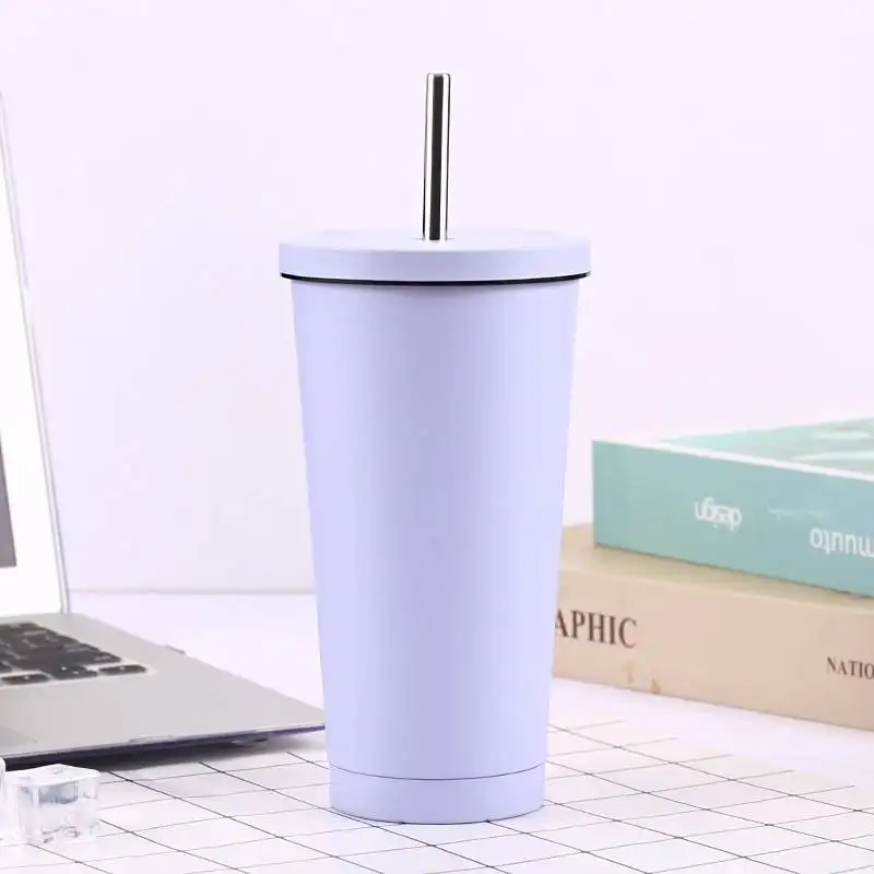 Wholesale 500ml 750ml Coffee Drinking Stainless Steel Travel Vacuum Tumbler With Straw
