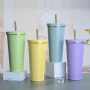 Wholesale 500ml 750ml Coffee Drinking Stainless Steel Travel Vacuum Tumbler With Straw