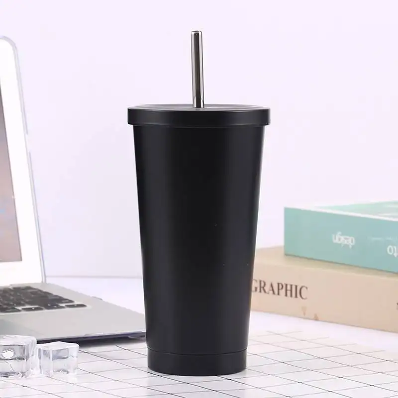 Wholesale 500ml 750ml Coffee Drinking Stainless Steel Travel Vacuum Tumbler With Straw