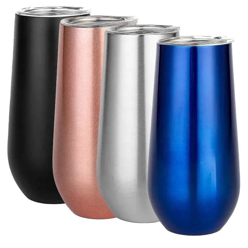 Modern Design Double Wall Insulated Stainless Steel Stemless for Champagne Flutes 16 Oz Wine Tumbler with Lid Factory Direct