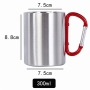 220ml 300ml Outdoor Hiking Camping Travel Portable Stainless Steel Coffee Cup Double Walled Carabiner Mug with Handle