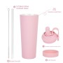 New Cross-Border 830ml Double Wall Vacuum Stainless Steel Thermos Cup Straw Magnetic Handle 12-24 Hours Portable Hot/Cold