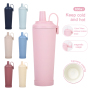 New Cross-Border 830ml Double Wall Vacuum Stainless Steel Thermos Cup Straw Magnetic Handle 12-24 Hours Portable Hot/Cold