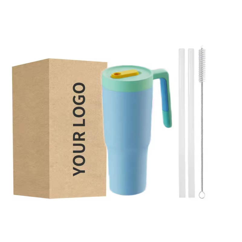 New Color Design 40oz Insulated Handle Tumbler with Lids and Straw Stainless Steel Double Vacuum Leak Tumbler