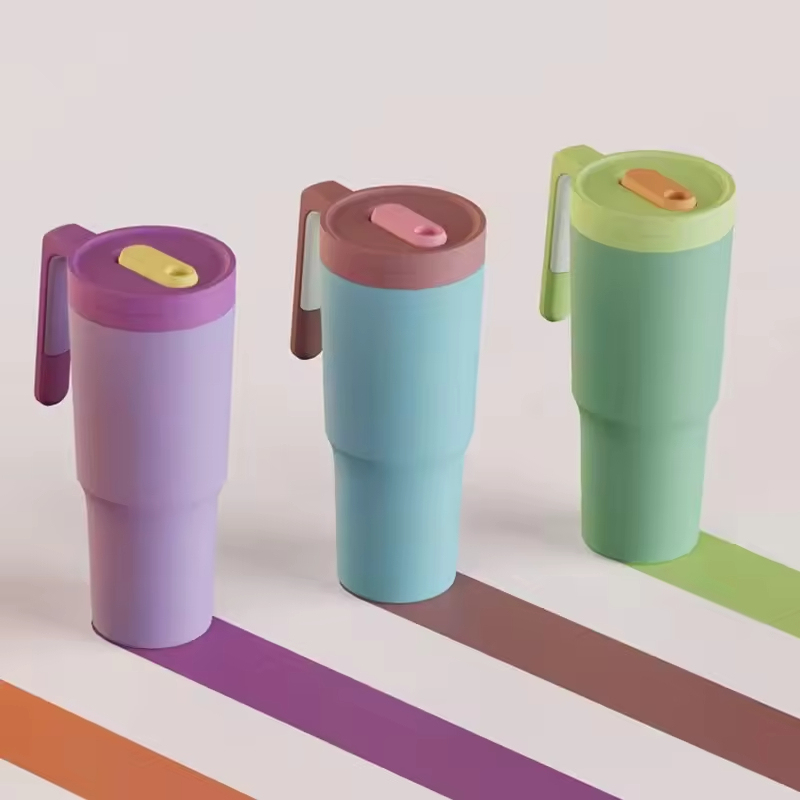 New Color Design 40oz Insulated Handle Tumbler with Lids and Straw Stainless Steel Double Vacuum Leak Tumbler