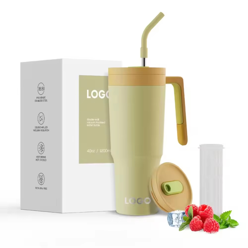 New Color Design 40oz Insulated Handle Tumbler with Lids and Straw Stainless Steel Double Vacuum Leak Tumbler