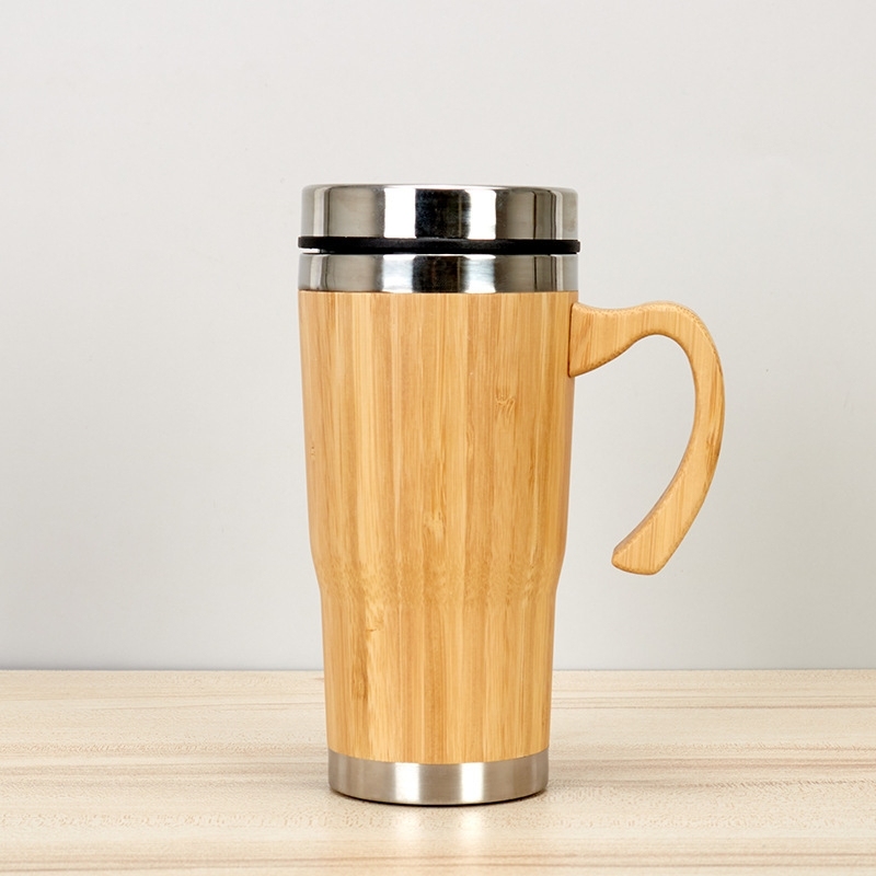 Coocodrink New Design 15oz Bamboo Tumbler Coffee Travel Insulated With Lid With Handle Mug