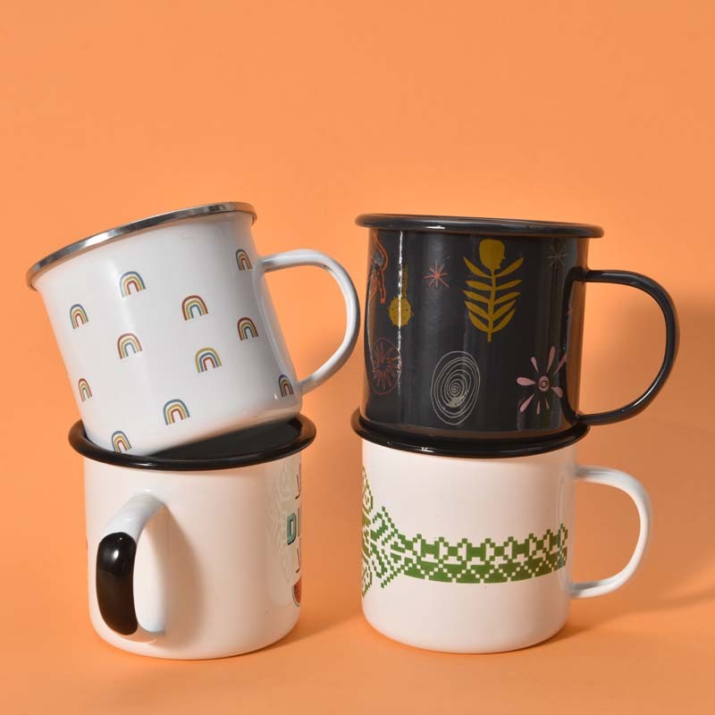 Coocodrink Hot Sale Price Custom 350ml 500ml 750ml Sublimation Enamel Christmas Mug Sublimation Coffee Mugs Camping Enamel Mug