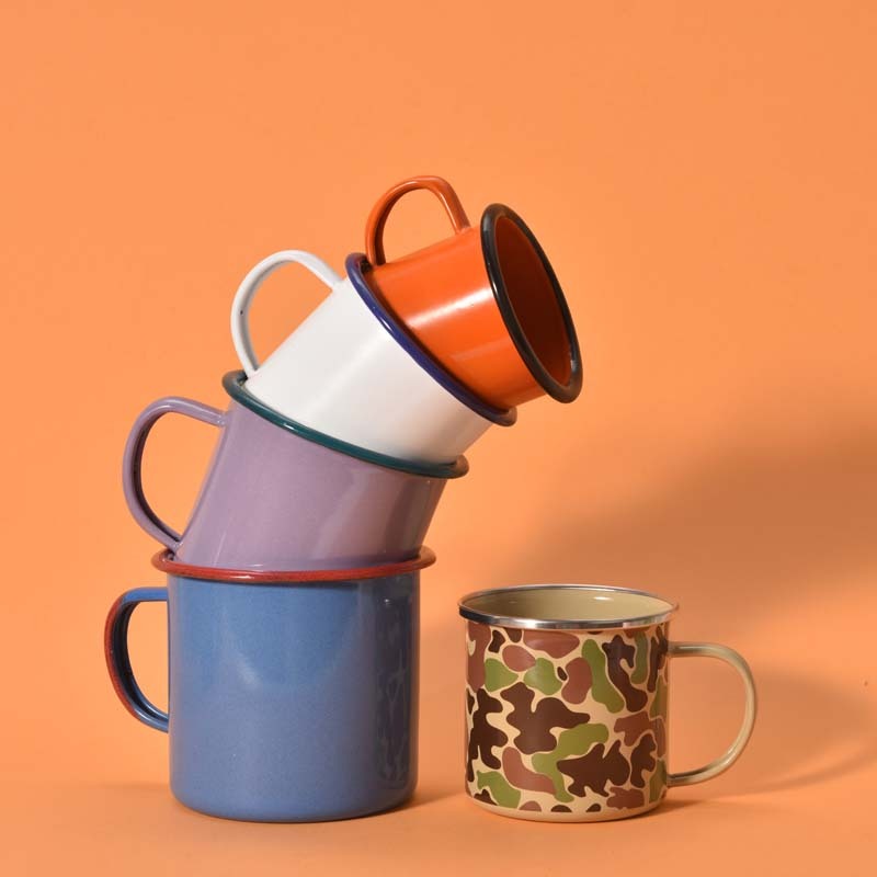 Coocodrink Hot Sale Price Custom 350ml 500ml 750ml Sublimation Enamel Christmas Mug Sublimation Coffee Mugs Camping Enamel Mug