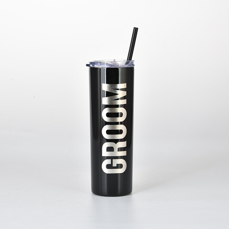Custom Stainless Steel Double Wall Tumbler Cups  White Thermal Tea Mug Wholesale Printed Camping Coffee Mug with Straw and Lid