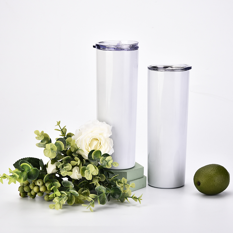 Custom Stainless Steel Double Wall Tumbler Cups  White Thermal Tea Mug Wholesale Printed Camping Coffee Mug with Straw and Lid
