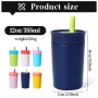 Coocodrink Custom logo Double Wall Vacuum Coffee Mug Stainless Steel Insulated 12oz Kids Tumbler with Straw