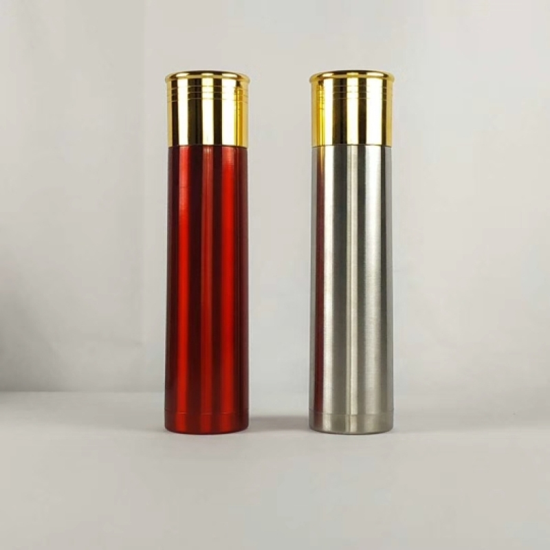Coocodrink Custom 750ml 1000ml Stainless Steel Sublimation Vacuum Stainless Steel Bullet Tumbler Water Bottle Shotgun Shell Shape Thermos