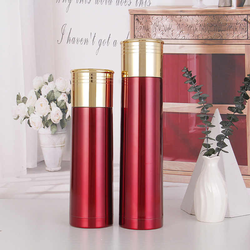 Coocodrink Custom 750ml 1000ml Stainless Steel Sublimation Vacuum Stainless Steel Bullet Tumbler Water Bottle Shotgun Shell Shape Thermos