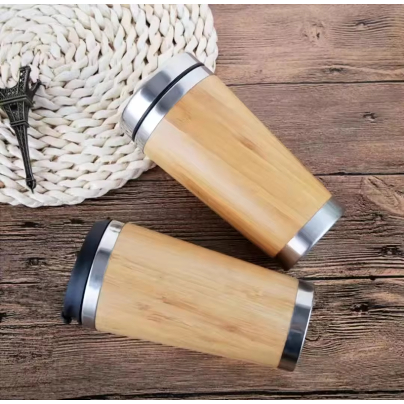 Custom Logo Personalized 304 Stainless Steel Insulated Cup 450ml Bamboo Water Bottle Thermal Mug for Promotion