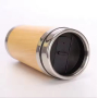 Custom Logo Personalized 304 Stainless Steel Insulated Cup 450ml Bamboo Water Bottle Thermal Mug for Promotion