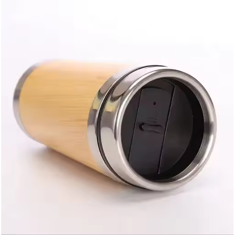 Custom Logo Personalized 304 Stainless Steel Insulated Cup 450ml Bamboo Water Bottle Thermal Mug for Promotion