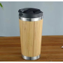 Custom Logo Personalized 304 Stainless Steel Insulated Cup 450ml Bamboo Water Bottle Thermal Mug for Promotion