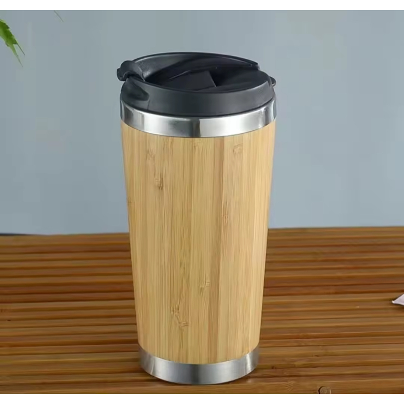 Custom Logo Personalized 304 Stainless Steel Insulated Cup 450ml Bamboo Water Bottle Thermal Mug for Promotion