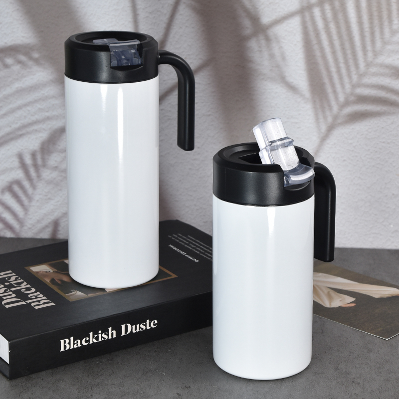 Coocodrink Customized 12oz 15oz 20oz Double Wall Stainless Steel Skinny Vacuumed Travel Tumbler with Flip Straw Lid