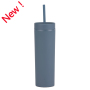 Cross-Border Spot Skinny Double-Layer Plastic Cup Custom Simple Rubber Paint Cup 16Oz Sealed Straight Straw Cup BPA Free