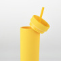 Cross-Border Spot Skinny Double-Layer Plastic Cup Custom Simple Rubber Paint Cup 16Oz Sealed Straight Straw Cup BPA Free