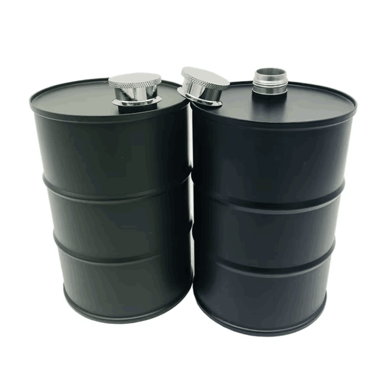 Novelty Oil Barrel Shaped Stainless Steel Hip Flask 24oz Large Capacity Alcohol Whisky Hip Flask