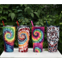 New 30OZ Tie Dye Stainless Steel Tumbler Creative Outdoor Coffee and Water Cup with Straw Large Capacity Ice Cream Tumbler