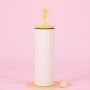 Stainless Steel Straw Tumbler 600ml Double-Layer Vacuum Portable Straight  Water Cup with Lid Customizable Logo Cup for Office
