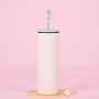 Stainless Steel Straw Tumbler 600ml Double-Layer Vacuum Portable Straight  Water Cup with Lid Customizable Logo Cup for Office