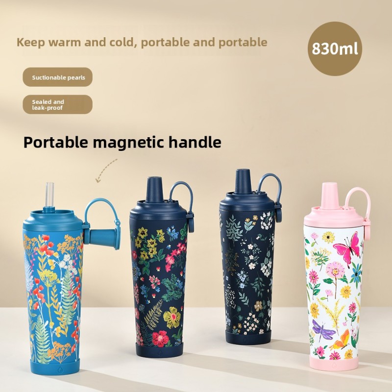New 830ml Large Capacity Stainless Steel Vacuum Tumbler Magnetic Handle Portable Design for Business Gifts Giveaways