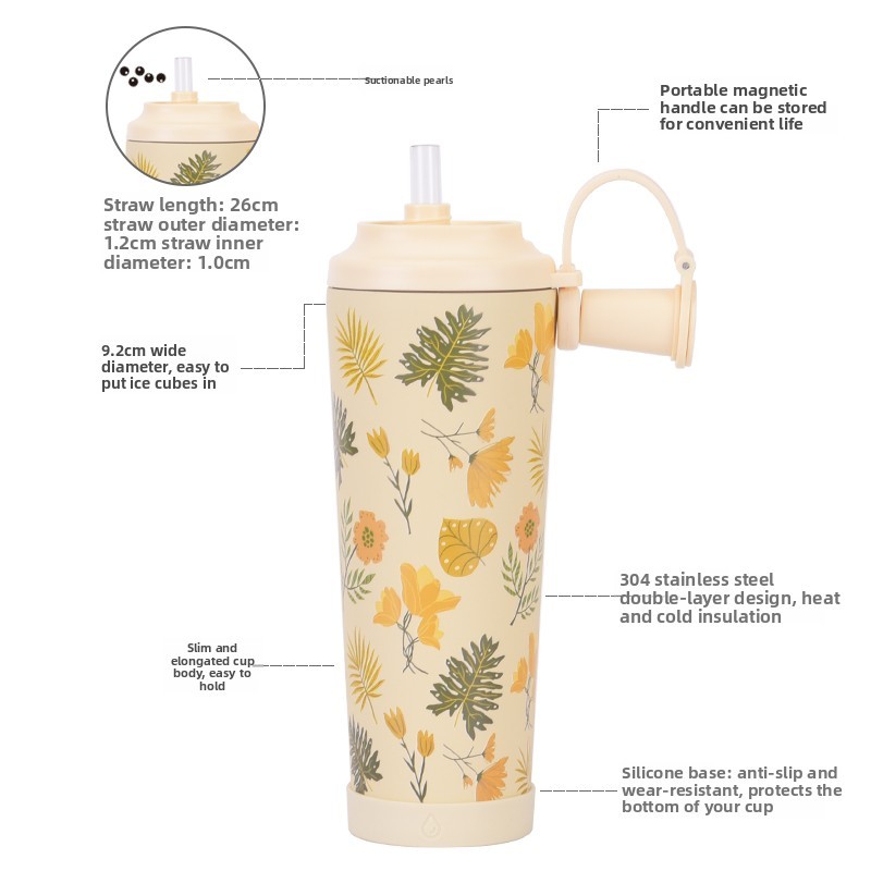 New 830ml Large Capacity Stainless Steel Vacuum Tumbler Magnetic Handle Portable Design for Business Gifts Giveaways