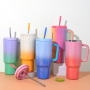 New Ice Bar Cup Stainless Steel Large-Capacity Double-Layer Boutique Gradient Color Insulated Cups