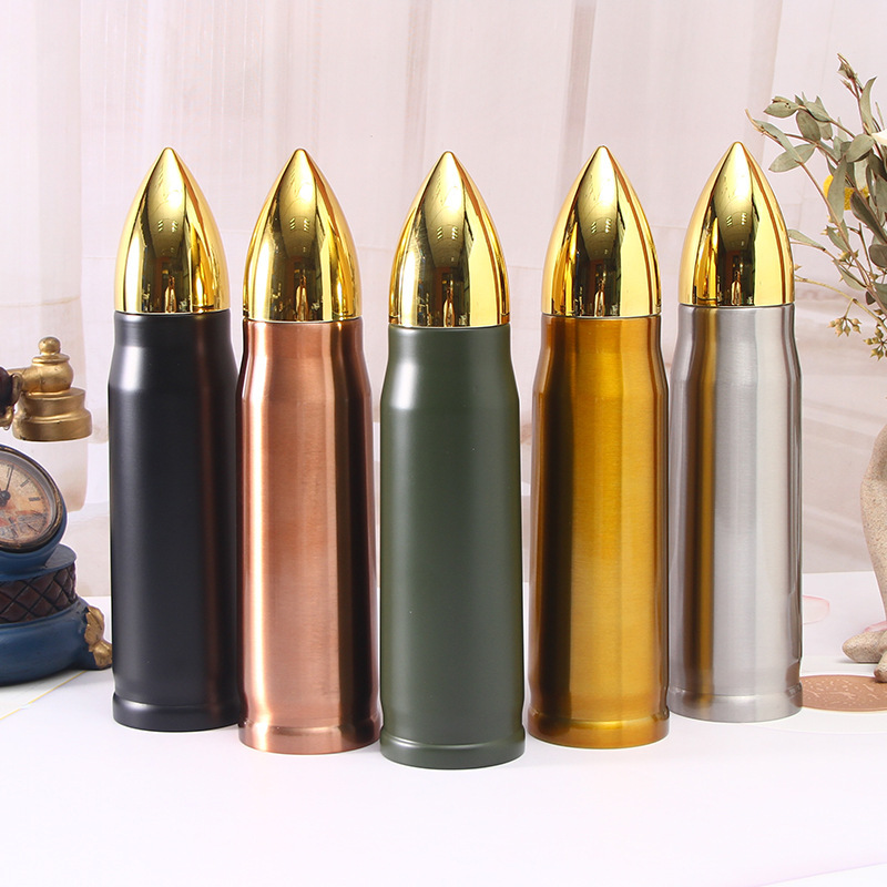 Coocodrink Custom 17oz 34oz 500ml 1000ml Rifle Style Lovers Gifts Souvenir Bullet Shaped Vacuum Thermo Flask Drinking Water Bottle