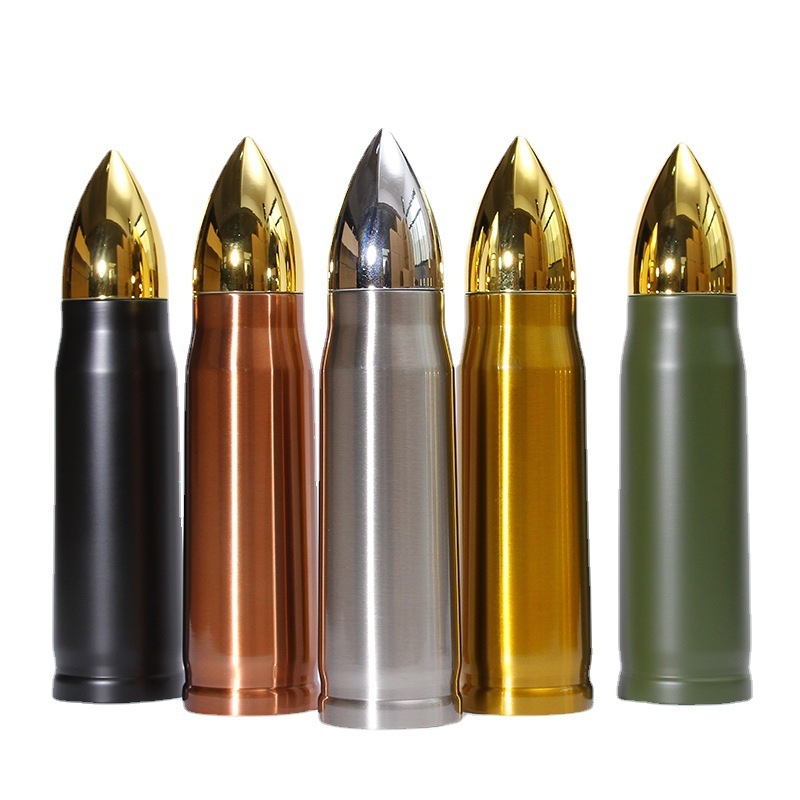 Coocodrink Custom 17oz 34oz 500ml 1000ml Rifle Style Lovers Gifts Souvenir Bullet Shaped Vacuum Thermo Flask Drinking Water Bottle