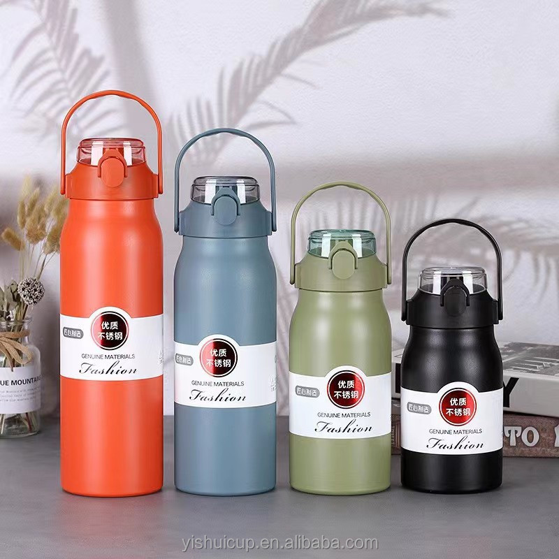 Portable Stainless Steel Vacuum Flask Thermos Bottle with Straw for Sports