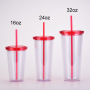 Factory Spot 24Oz Plastic Straw Cup with Lid Reusable BPA Free Leak-Proof Transparent Cold Drink Cup Custom Logo Printing